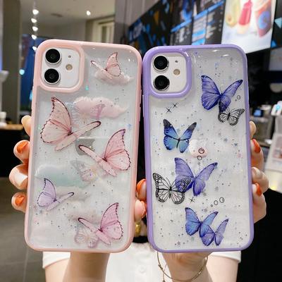 Funda transparente con diseño de mariposa para iPhone 16 Plus, 15 Pro Max, 14 Pro, 13 y 12 Mini, de epoxi suave, para iPhone 11, XR, XS Max, X, 7 y 8 Plus