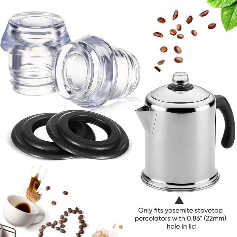 AD23-2 Sets Perkolator Teile Oberteil und Dichtungsring für Farberwareyosemite Kaffeeperkolatoren Ersatz Kaffeekannenfilter