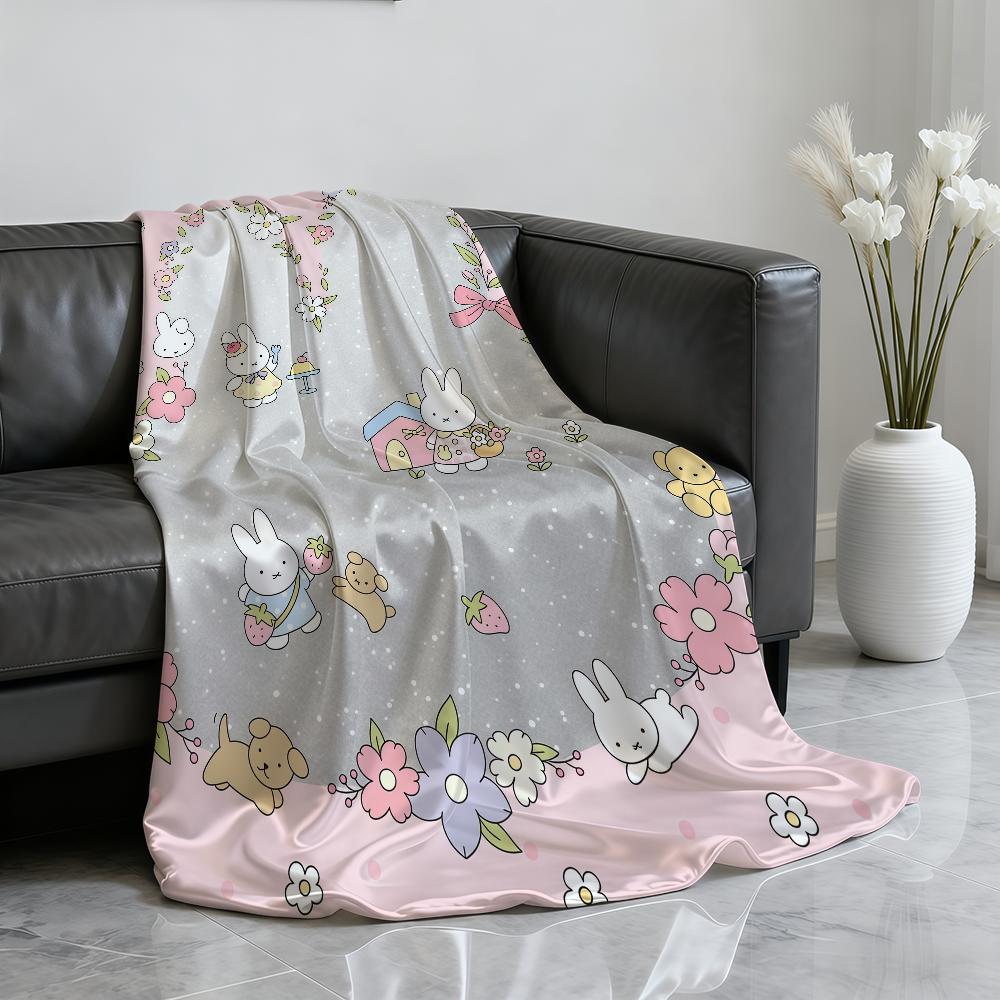 Cute M-MiffyS Kawaii Blanket Soft Throw Blanket for Home Bedroom Bed Sofa Picnic Travel Office Rest Cover Blanket Gift