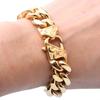 Fashion Style Mens Gold Bracelet Stainless Steel Bracelet  Curved Curb Link Chain Wholesale Jewelry 15mm
