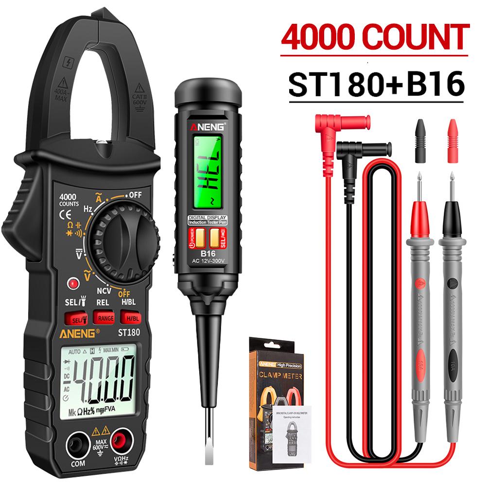 ANENG ST180 Clamp Meter Digital Multimeter DC/AC Voltage 4000 Counts B16 Current Ammeter Tester Set Car Amp Hz Capacitance NCV Ohm Electrician Tools