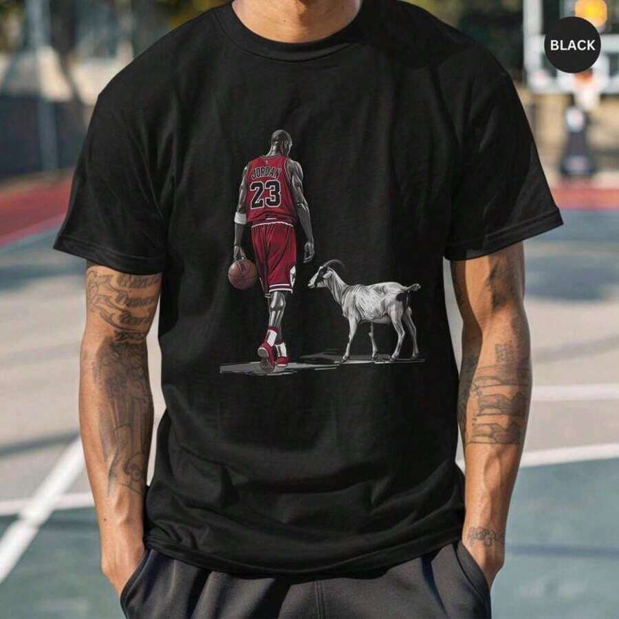 Unisex s Graphic T-Shirt, Basketball Icon & Goat Print T - Shirt XXL