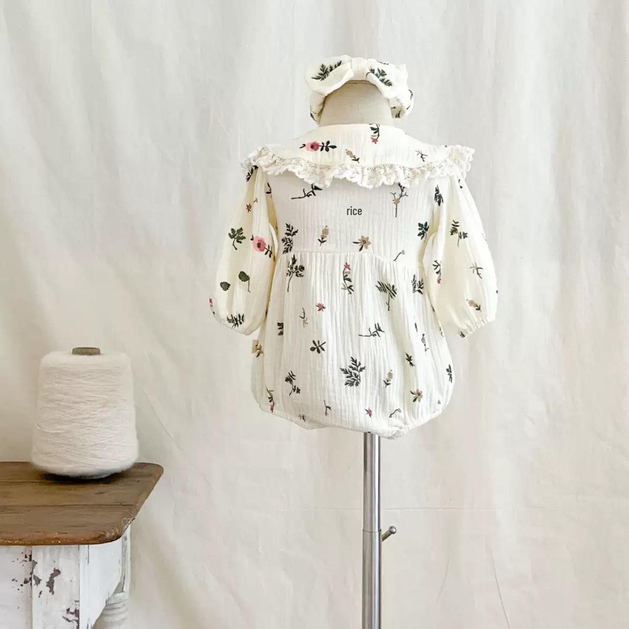 

Autumn Floral Long Sleeve Baby Girl Bodysuit: 100 Days, Full Month, One Year Outfit 66 cm