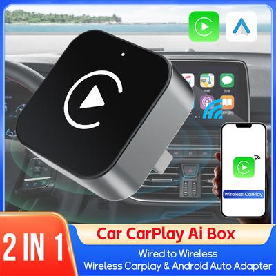 2 IN 1 Wireless Carplay Android Auto Adapter Wired To Wireless Carplay Adapter for iPhone Wireless Control Plug & Play Carplay