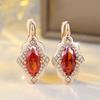 Exquisite Marquise Cut Red Zircon Drop Earrings for Women Luxury Wedding Accessories Fine Jewelry New Year's Gift
