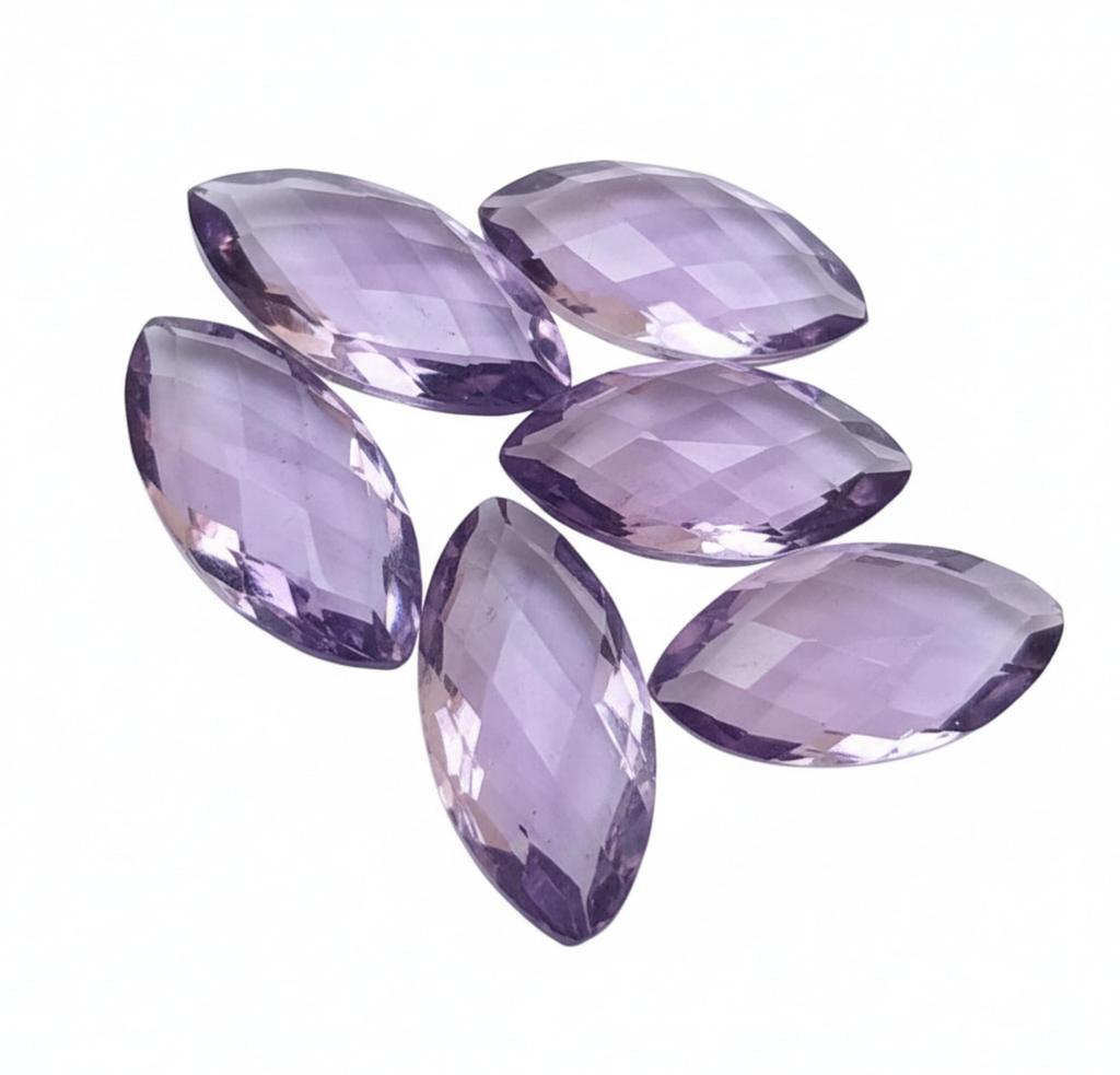Purple Amethyst Marquise Gemstone: Briolette Checker Cut Cabochons, All Sizes