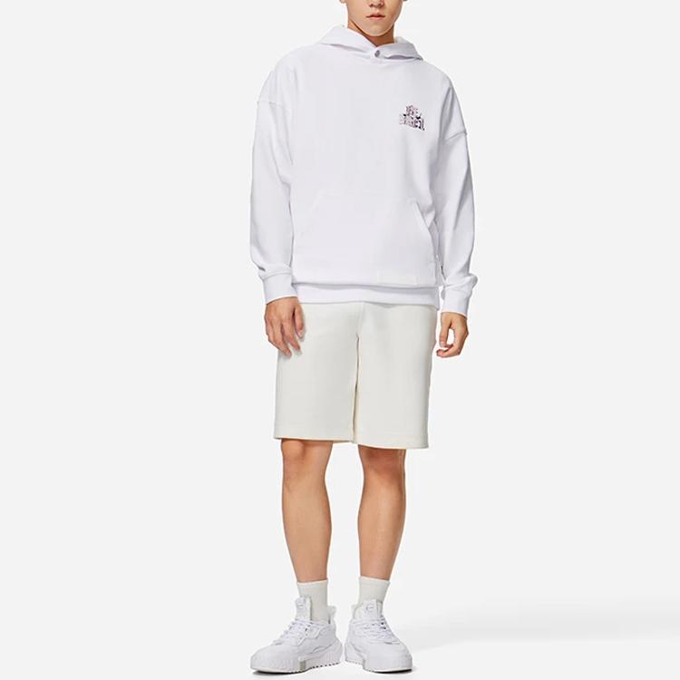 Li-Ning X Artist Glare Co-Branded Wade Series Graphic Print Oversized Pullover Hoodie Unisex Hoodies White AWDS581-2