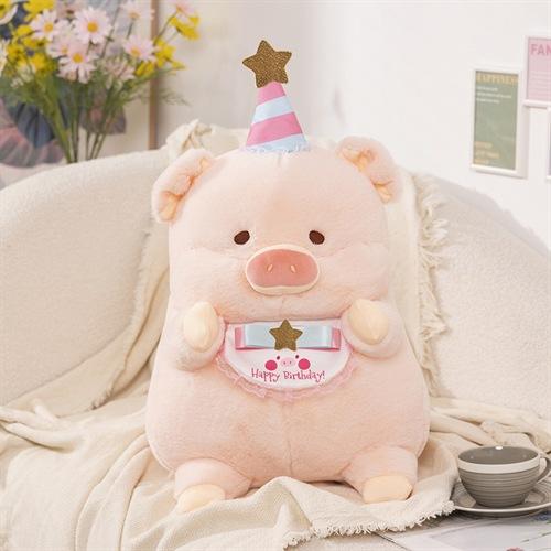

New Top Hat Pig Doll Lulu Pig Plush Toy Doll Party Version Pink Pig Doll 20cm рожевий