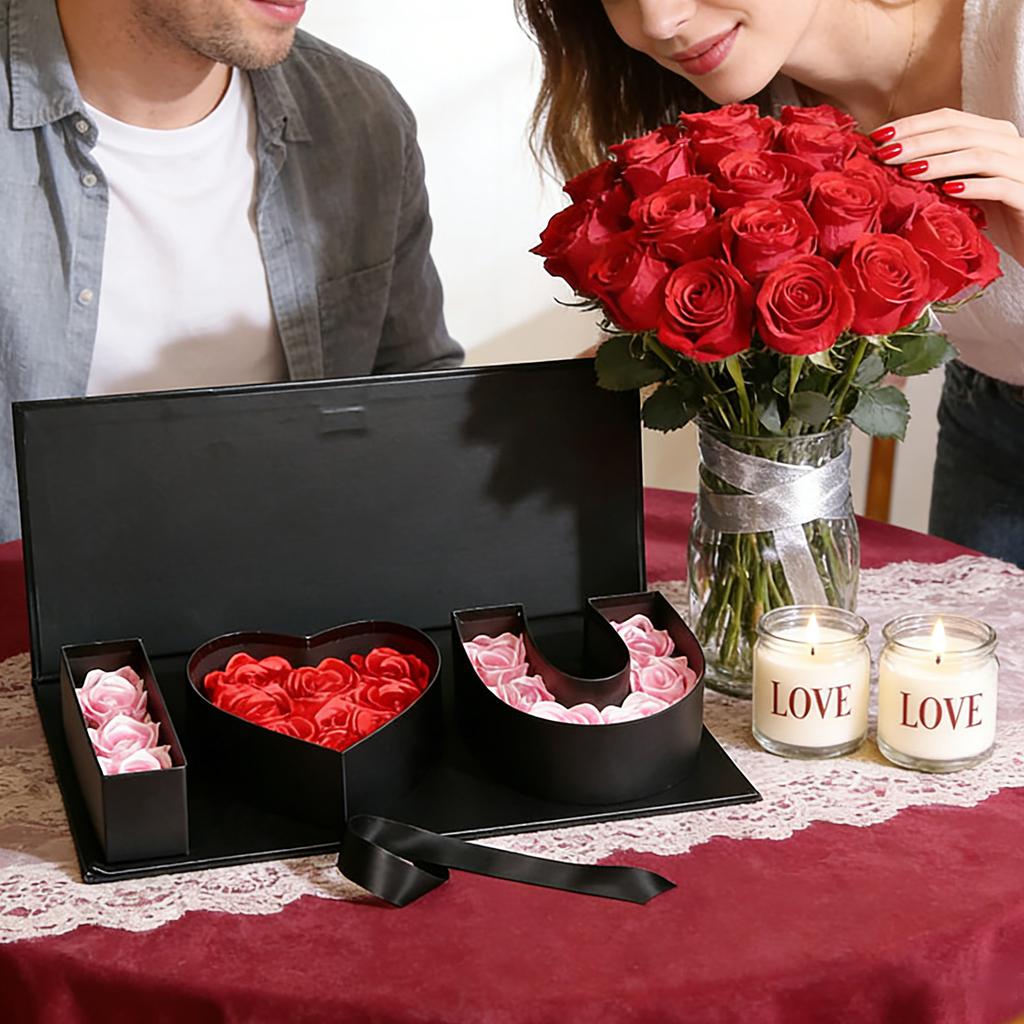 2 Empty I Love You Box Valentine's Day Gift Box, Thick Letter-shaped, Fillable Flower Gift Box Valentine's Day And Mother's Day Gift Box (black)