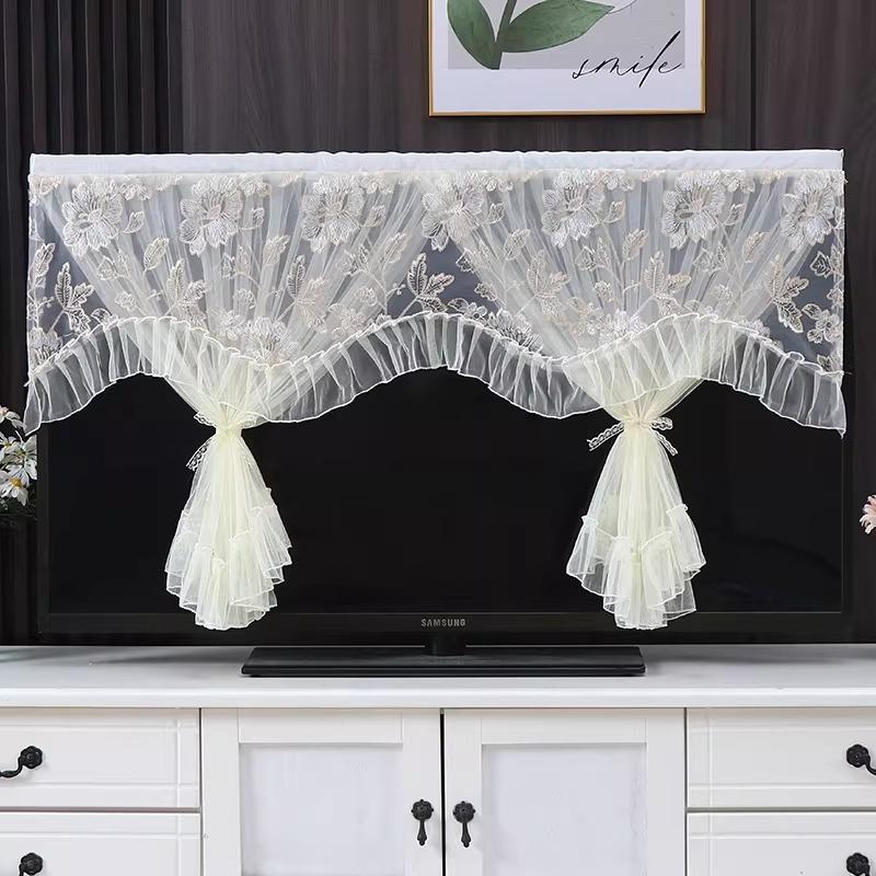 1pcs European Style Lace TV Cover Brand Universal Liquid Crystal TV Cover Cloth Anti Dust and Sun Protection Home Decoration Fabric Easy To Clean