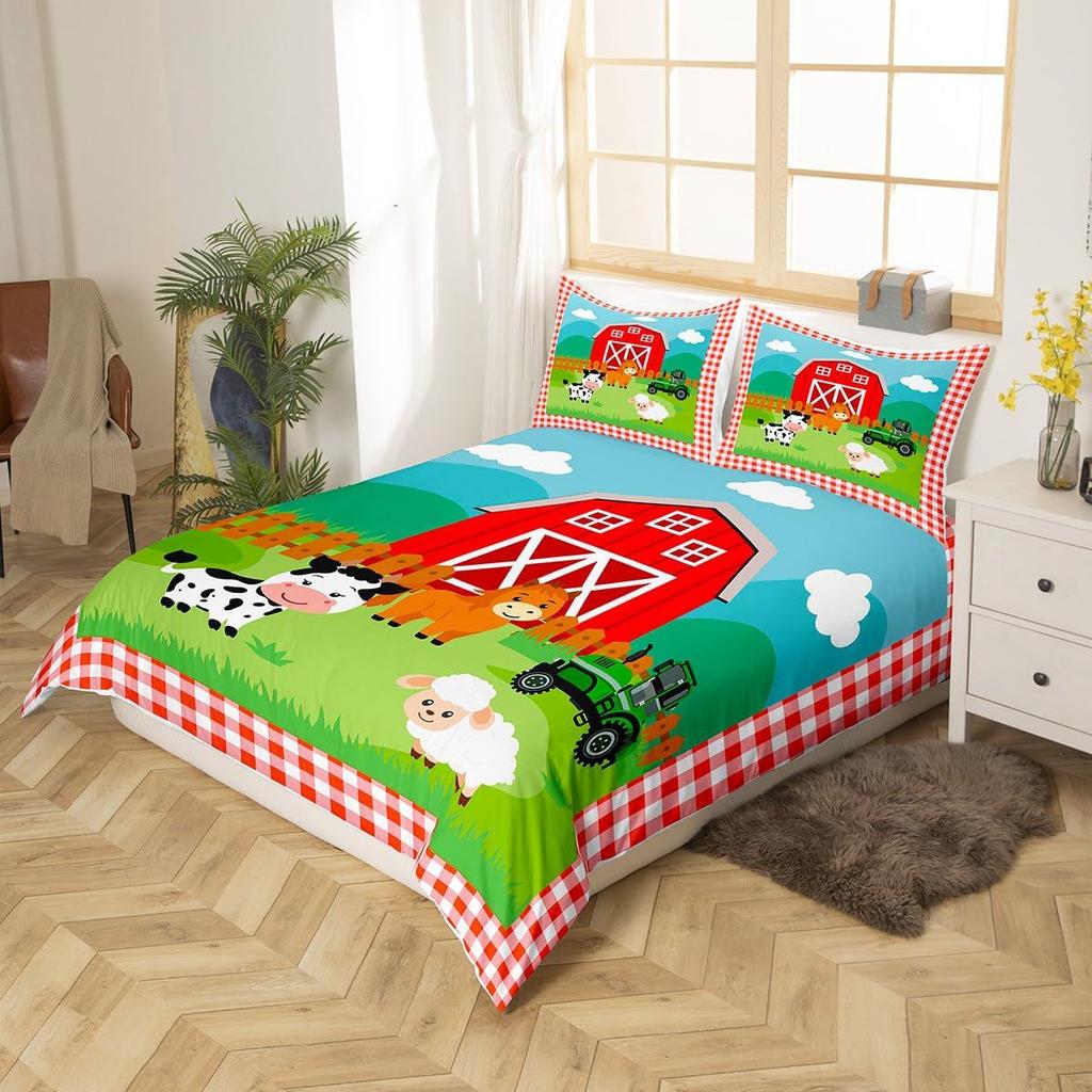 House And Truck Three-Piece Quilt Cover 3D Digital Printing Bedding Set Bed Cover