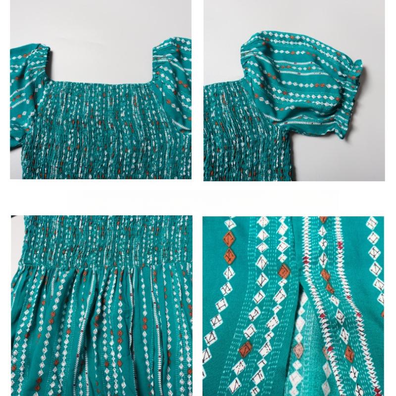 GMXIA Jarní a letní šaty s vertikálním pruhem, potiskem, rozděleným pasem, jedno rameno, krátký rukáv, ležérní sváteční šaty