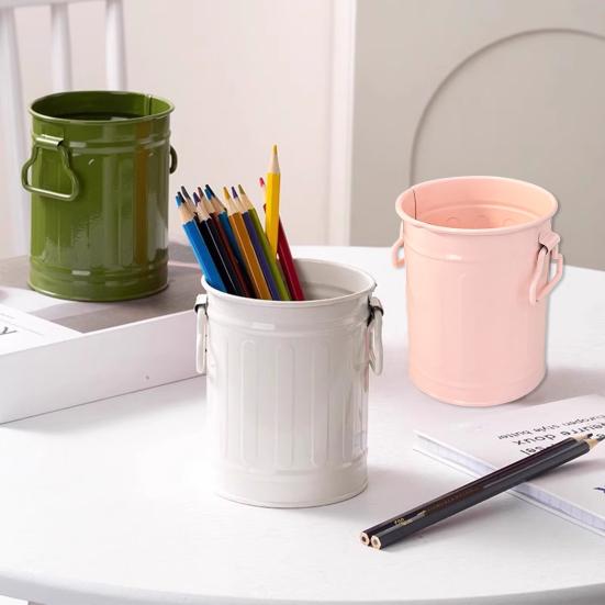 

Pen Holder Compact Size Desk Tidy Organizer Iron Material Multi-Use Makeup Brush Tool Decorative Desktop Accessory рожевий