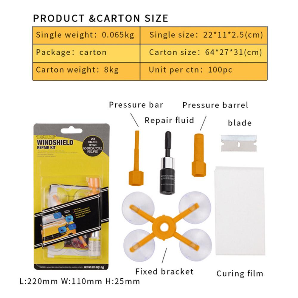 Windshield Repair Kit Quick Fix Cracked Glass Windscreen Repair Tool Kit Resin Sealer Paint Cleaner Car Cracked Glass Repair