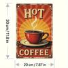 2D Flach, 2D, 1 Stück "Dampfendes Kaffeehaus" Blechgemälde, Rostfrei und Wasserdicht, Kein Stanzen, Geeignet für Türen, Wände, Geschäfte und C