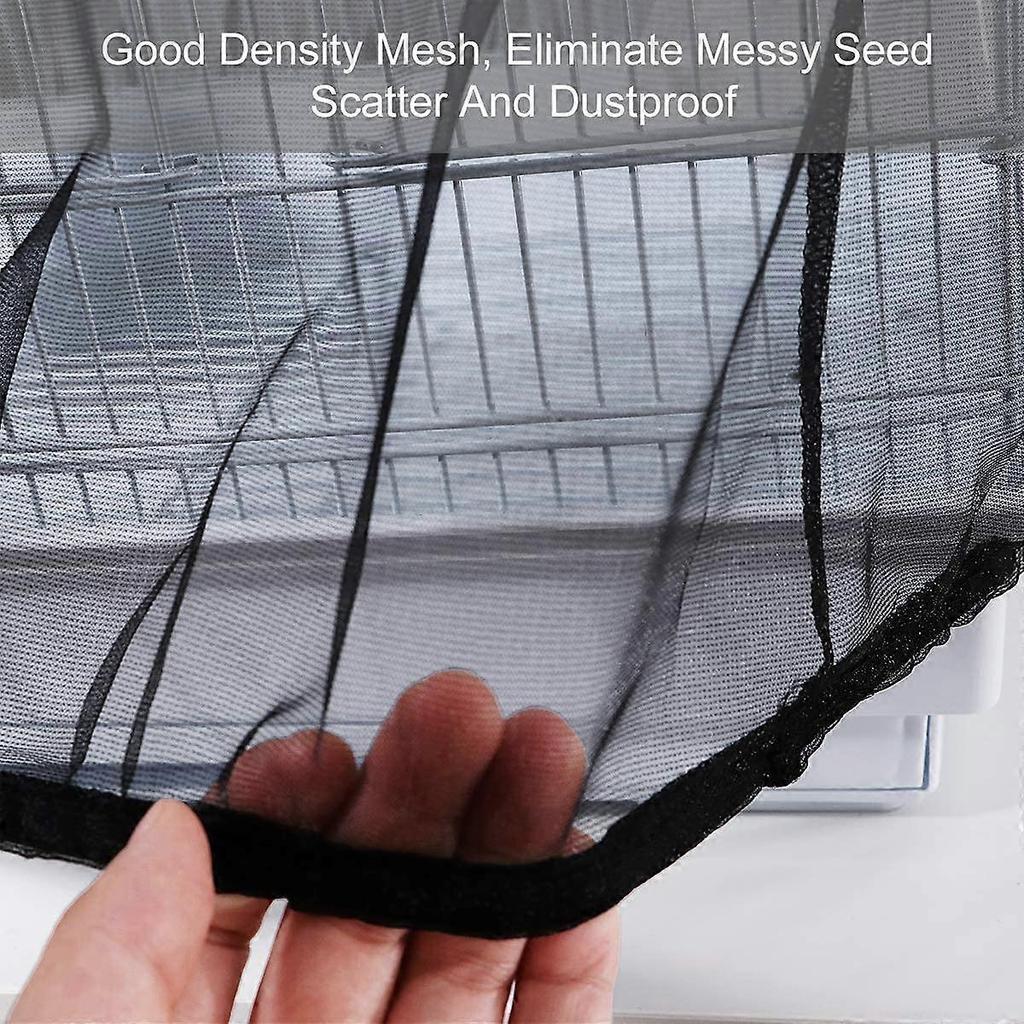 Bird Cage Protective Net, Bird Cage Net, Nylon Cage Cover Elastic Mesh Airy Bird Cage Protective Cover Anti-Dust Seed Catcher Pet Product Size L