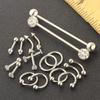 18Pcs Body Earrings , Nose Lip Tongue Eyebrow CZ Barbell