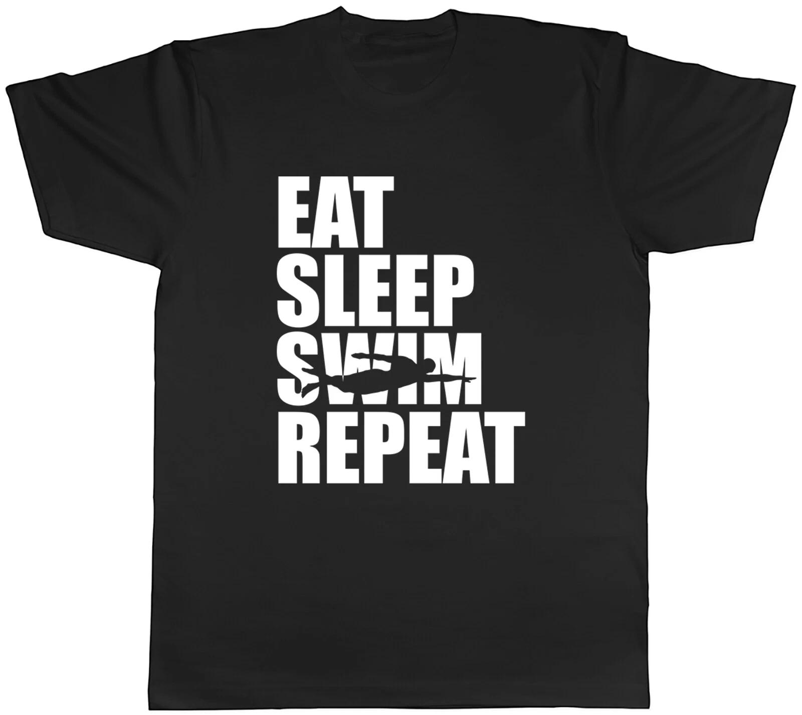 Eat Sleep Swim Repeat Mens T-Shirt Funny Swimming Tee Gift XL