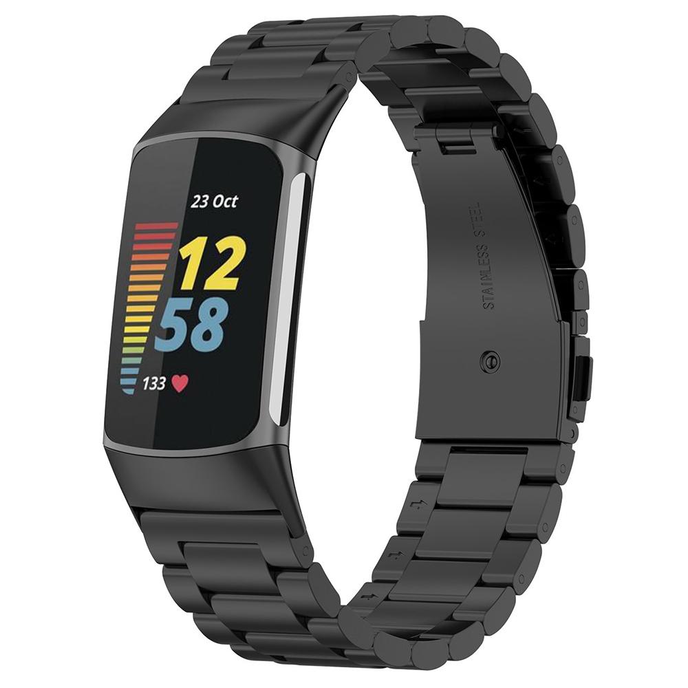 Watch Band for Fitbit Charge 6/5 Titanium Alloy 3-Bead Wrist Strap