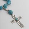Retro Ethnic Irregular Turquoise Metal Cross Pendant Personality Double Layer Necklace for Women Collar Chain Charm Jewelry Gift