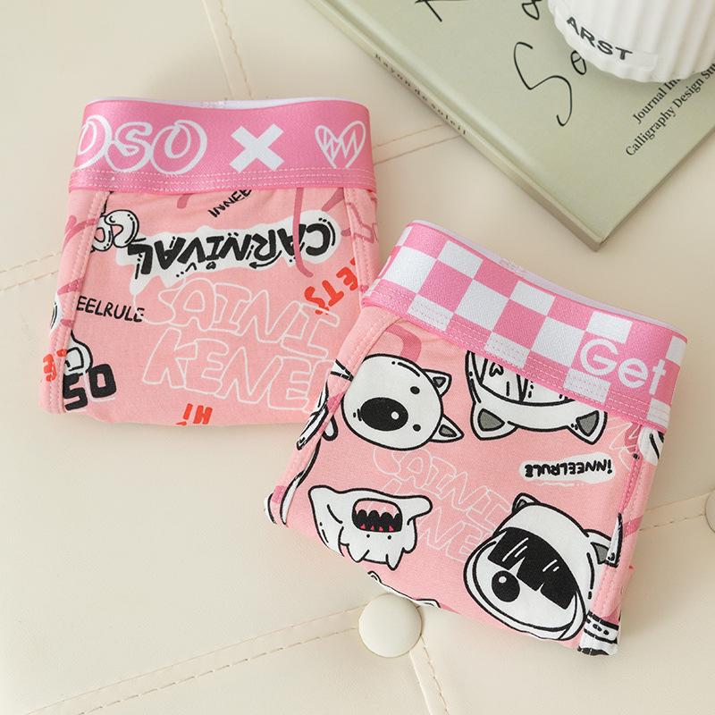 Men's Cute Cartoon Boxer Briefs - Pink Cotton Boyfriend Shorts