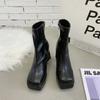Fashion Square High Heel Women Western Cowgirl Boots Fashion Side Zippers Shoes Autumn Winter Ladies Elegant Platform Short Booties