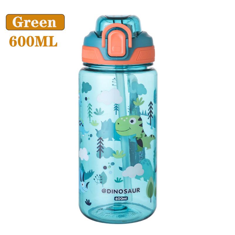 600ml Plastic Water Bottle For Kids Water Sippy Cup With Silicone Straw Leakproof  Water Bottles Summer Sports Kids Water Cup