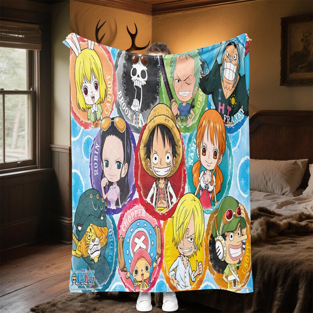 Starring the classic Japanese cartoon ONE PIECE Monkey D. Luffy blanket soft home furnishing nap decoration four seasons warm Sherpa blanket U6