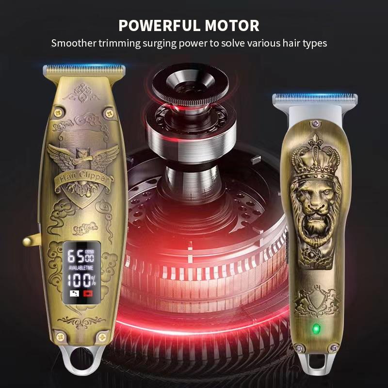 Oblíbený kovový retro elektrický zastřihovač kadeřnictví a domácí vyřezávání s přechodovým elektrickým zastřihovačem Domácí dobíjecí zastřihovač vlasů Kadeřnické nástroje