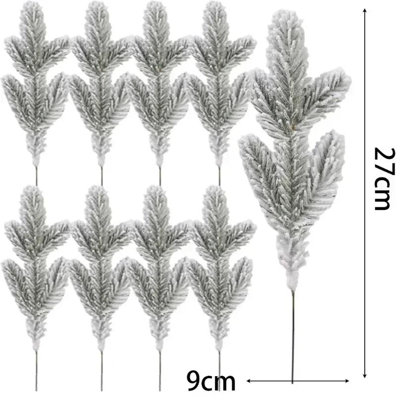 201 Pièces Branche de Pin Artificielle Plante Fausse Feuille de Pin Flocon de Neige Couronne de Noël Décorations de Table de Fête Boîte Cadeau du Nouvel An DIY Décor 1PC