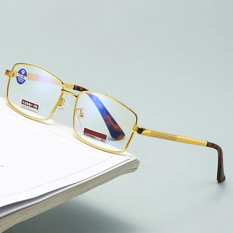 

Men Women Presbyopia Eyewear 0.5 To 6.0 Metal Large Frame Anti Blue Reading Glasses High-End High-Definition Presbyopia Glasses 0.5