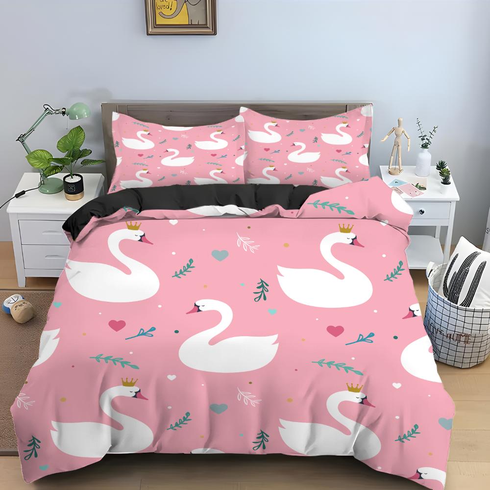 Love Heart Pattern King Queen Duvet Cover Women Heart-shaped Print Bedding Set Red Black Quilt Cover Polyester Comforter Cover