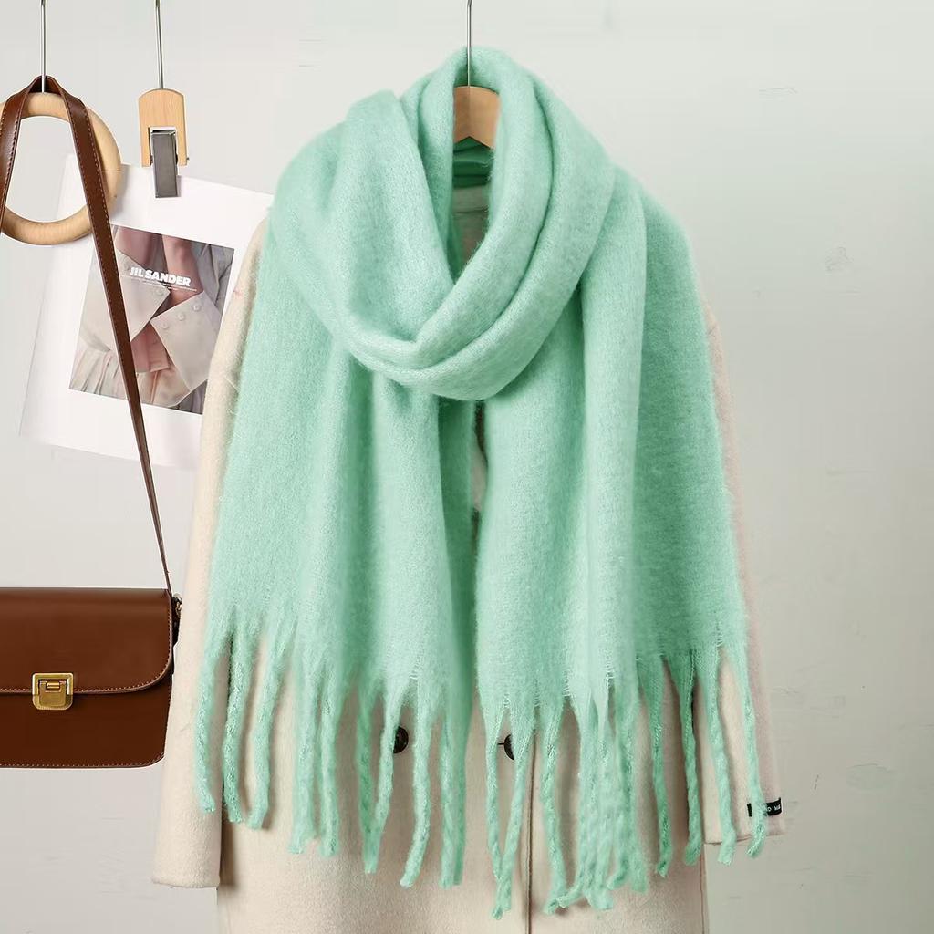 Winter Solid Color Tassels Cashmere Scarf Keep Warm Woman Pashmina Shawl Ladies Fashion Long Scarves Wraps  210*30Cm