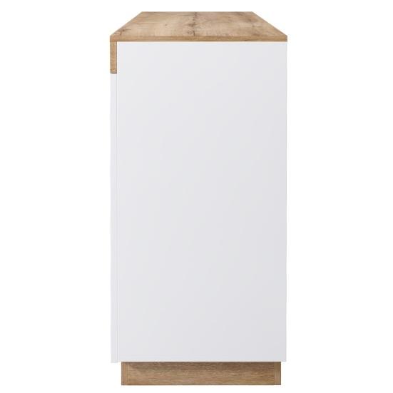 Chest of Drawers with 3 Drawers And 2 Doors, Locker, Storage Function, for Bedroom And Living Room, E1 Chipboard, White+Oak