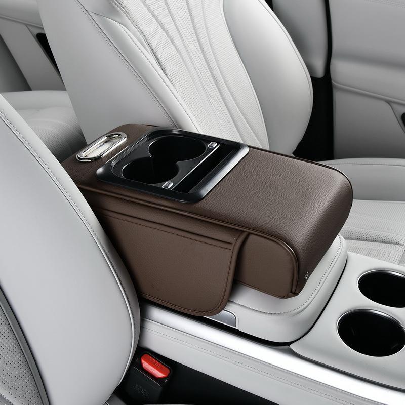 Car Tissue Box Center Armrest Box Storage With Water Cup Holder Usb Portcar Armrest Box Booster Pad With Usb Port Multi-Function