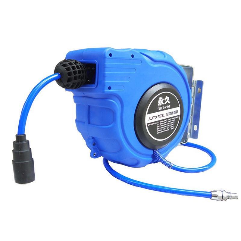Air Drum Automatic Retractable Hose Pipe Reel Automatic Recycling Tube Winding Device Outdoor Spray Water Garage Tool Blue