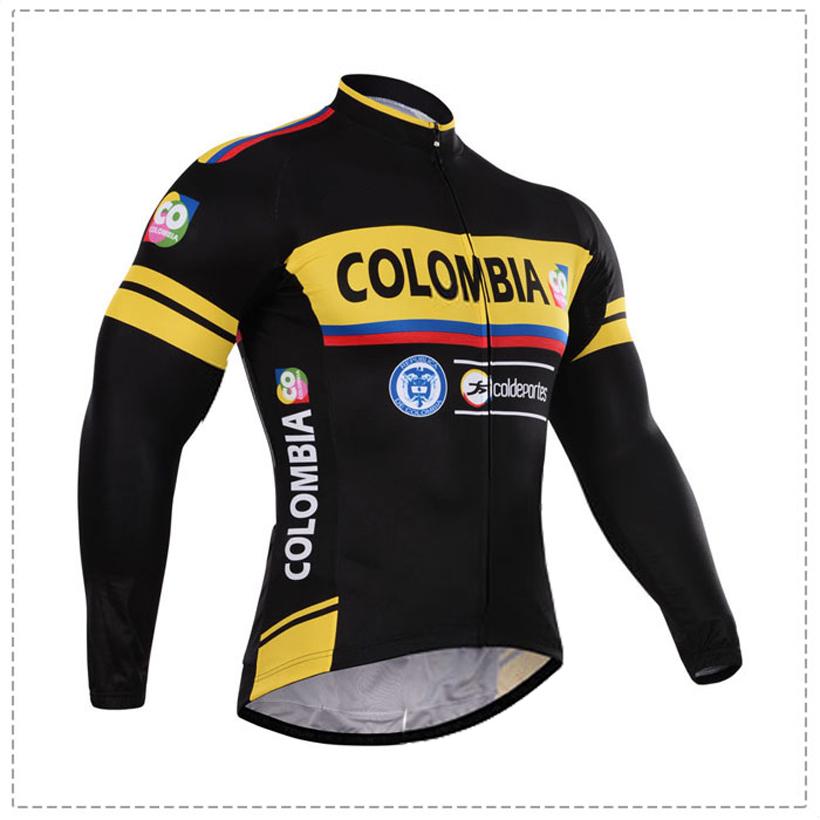 Zimní tým Colombia PRO Muži Cyklistický dres Kalhoty s náprsenkou Soupravy Ropa Ciclismo MTB Thermal Fleece Bike Oblečení Oblečení Bicicleta