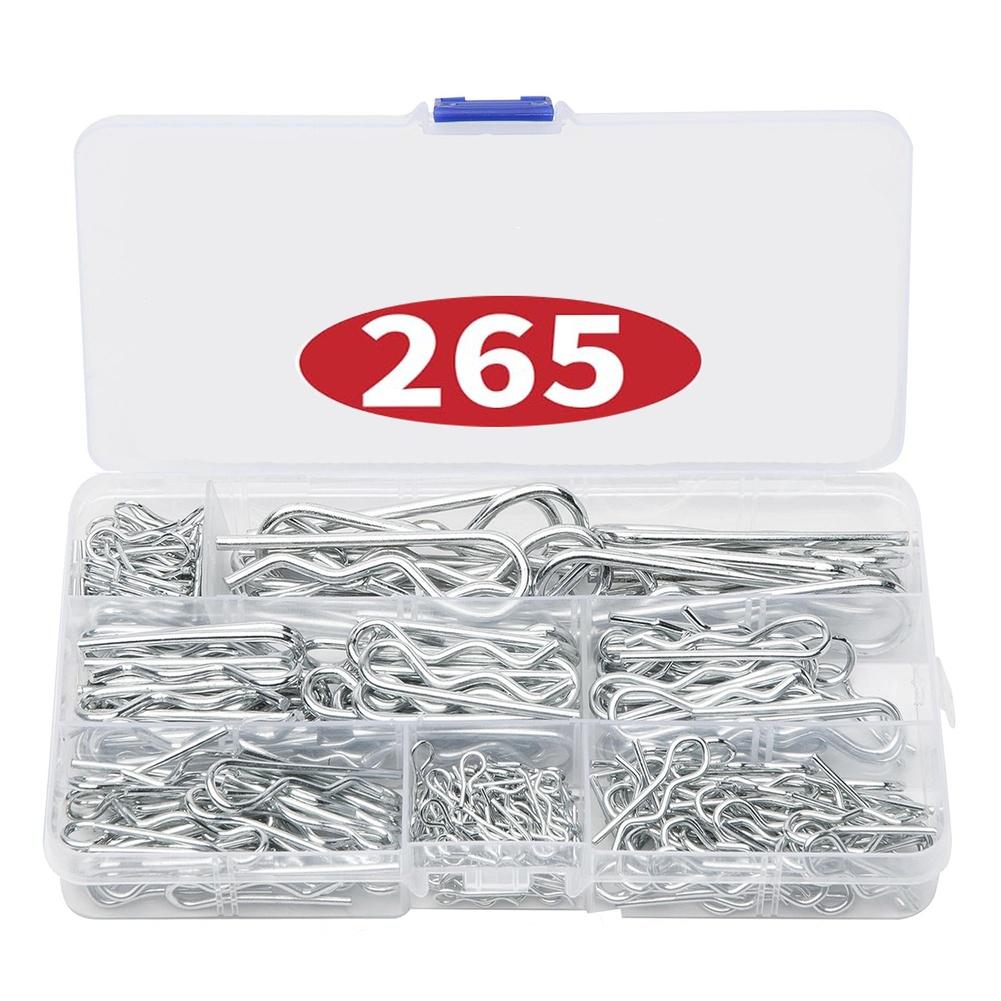 265pcs/set R Type Hairpin Cotter Pins 7 Sizes For Car Repair Lawnmowers Machinery Power Equipment Accessories