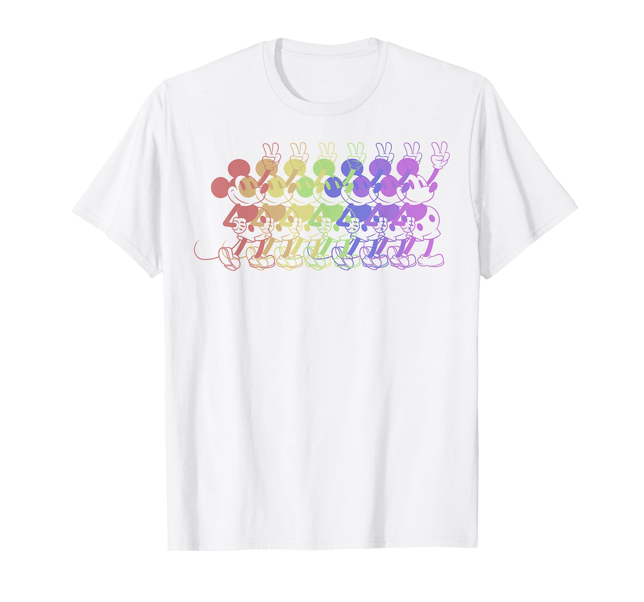 Disney Mickey Friends Mickey Mouse Rainbow Lineup & T-Shirt