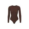 Fits Everybody Long Sleeve Crew Neck Bodysuit Women Bodysuit Cocoa AP-CRW-0739-COA