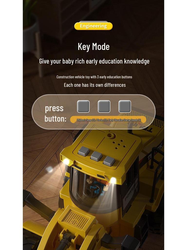 Extra Large Alloy Engineering Toy: Roller, Excavator, Bulldozer, Loader for Boys Aged 2-3 Years
