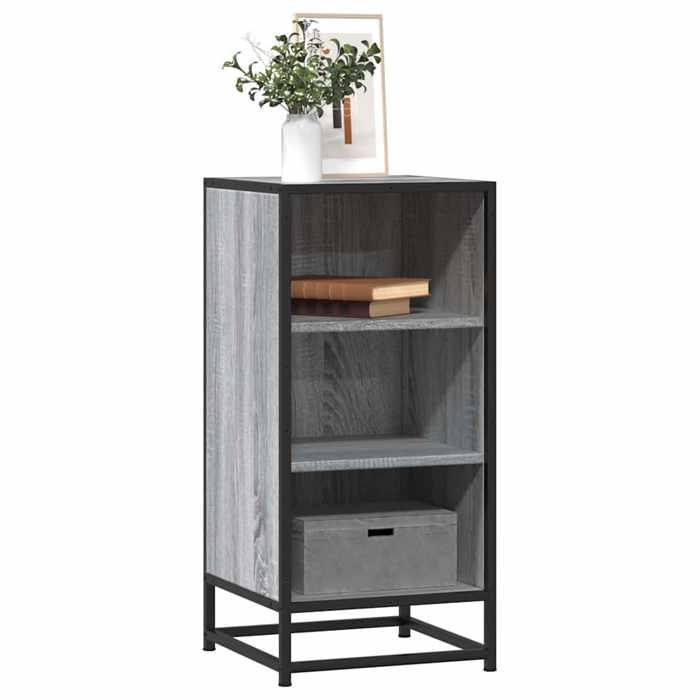 VidaXL Buffet sonoma gris 35,5x35x76 cm bois d'ingénierie et métal, armoire de rangement, meuble d'entrée, meuble d'appoint 848952