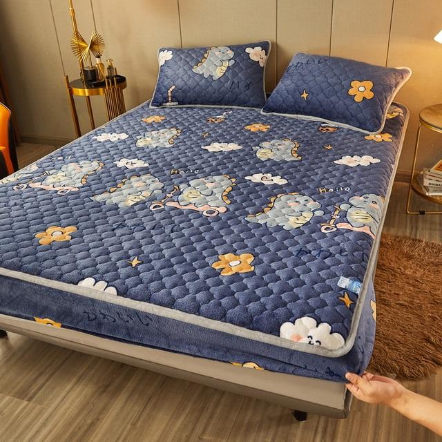 Lenzuolo con angoli in velluto 90x200 Lenzuolo addensato per la casa Coprimaterasso caldo Queen Size fundas de colchón