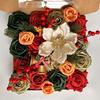 Christmas Artificial Flower Gift Box Realistic Fake Rose Flower Red Berry Bell Home Office Table Centerpiece Party Decoration