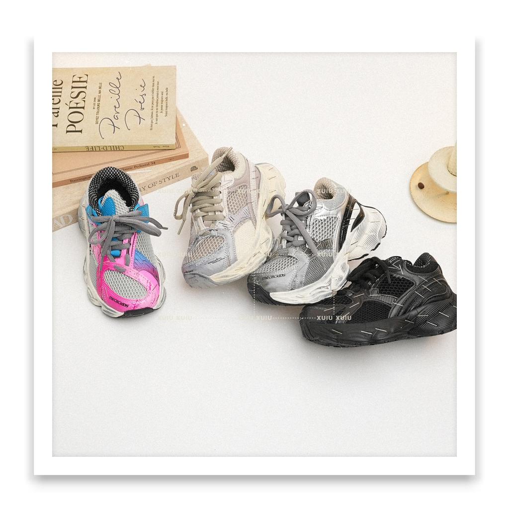 XSHX "Paris Staples" Children's Dad Sneakers Autumn and Winter Men's and Women's Velcro Parent-Child [Wenzhou Shoes]