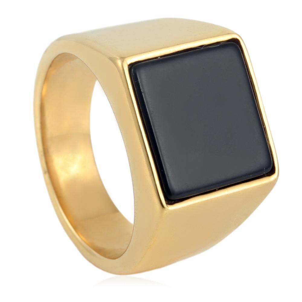 European and American Jewelry Black Glass Ring Retro Trendy Men Black Gemstone Square Ring 2026 No. 7