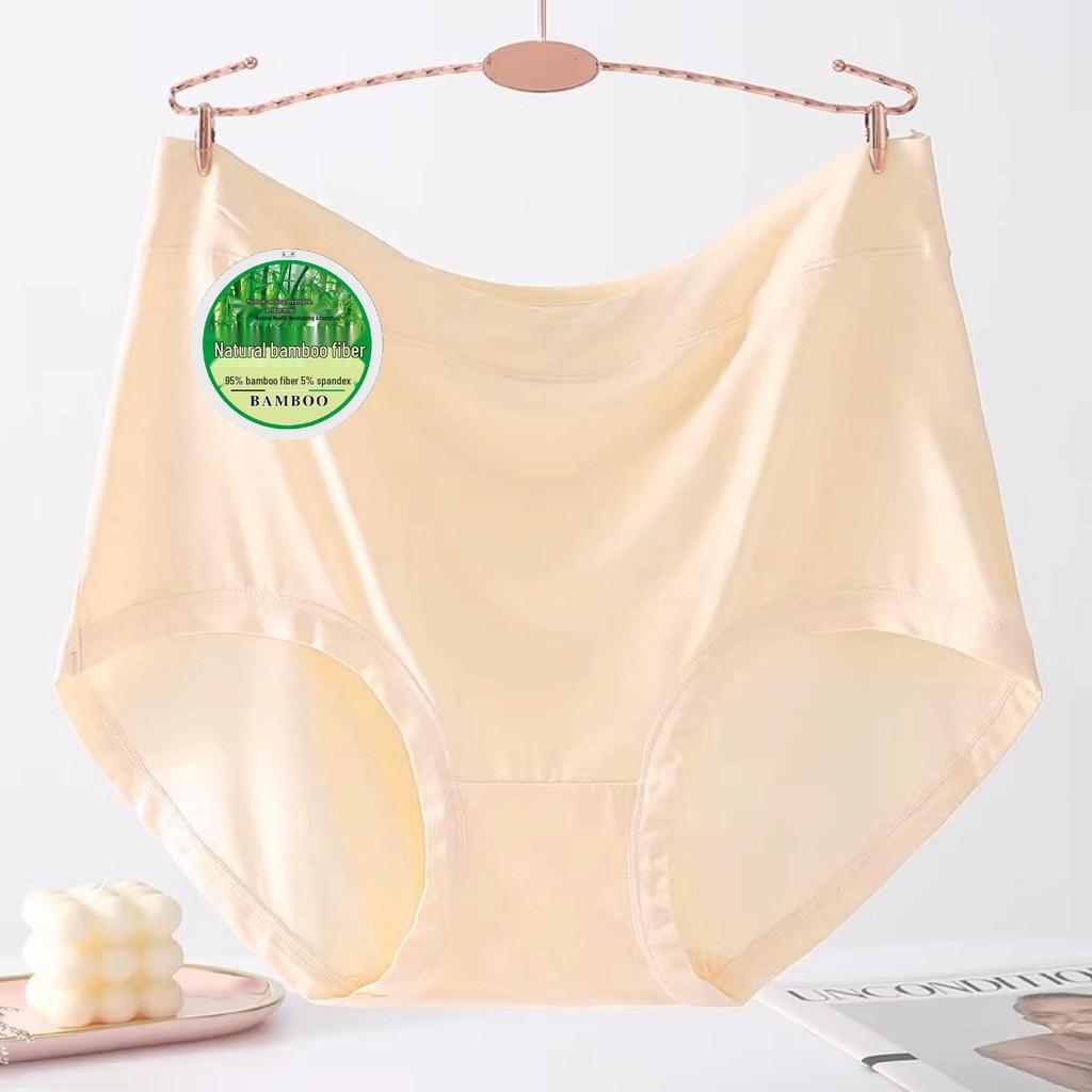 Plus Size Women's Bamboo Fiber Mid-High Waist Panties - Breathable, Antibacterial, Comfortable, Hip-Hugging, Mom Briefs.