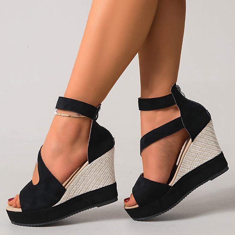 Dames Platform Trend Hak Sandalen Dames Retro Comfortabel Vismond Open Teen Sleehak Sandalen Zomer De 39 black
