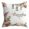Ramadan Decoration 2024 Mubarak Cushion Cover Cotton Eid Mubarak Islamic Muslim Happy Eid Mosque Pillowcase Party Supplies