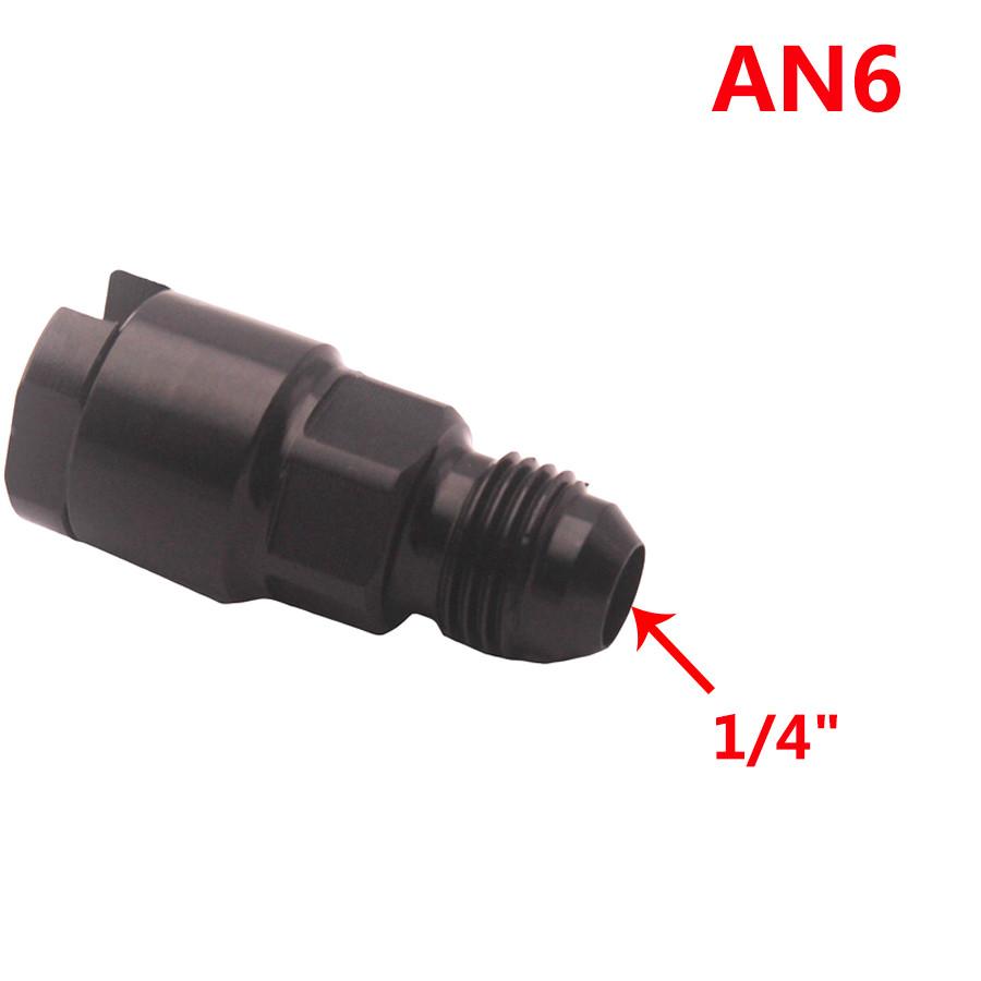 Universal Fuel Line EFI Adapter Fitting -6 AN Male To 1/4" Quick Disconnect Push Hardline